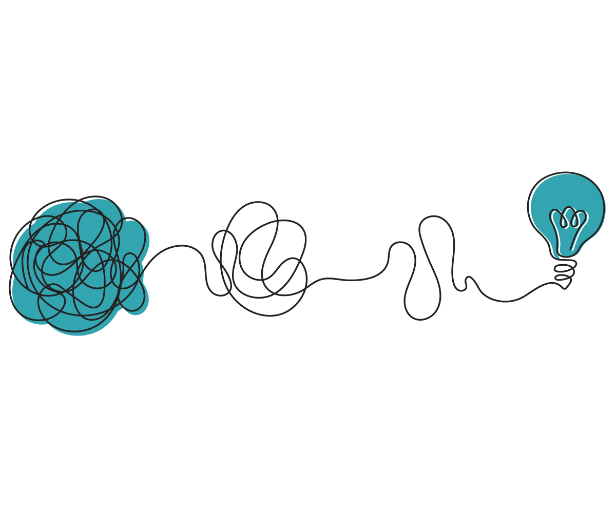 drawing of mess to lightbulb